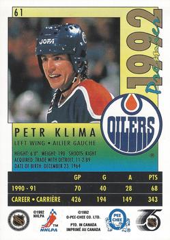 1991-92 O-Pee-Chee Premier #61 Petr Klima Back