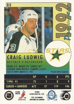 1991-92 O-Pee-Chee Premier #80 Craig Ludwig Back