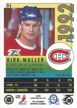 1991-92 O-Pee-Chee Premier #86 Kirk Muller Back