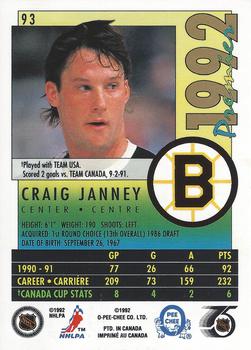 1991-92 O-Pee-Chee Premier #93 Craig Janney Back