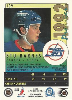 1991-92 O-Pee-Chee Premier #109 Stu Barnes Back