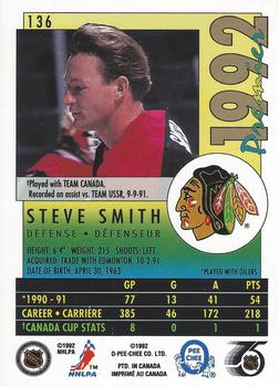 1991-92 O-Pee-Chee Premier #136 Steve Smith Back
