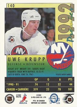 1991-92 O-Pee-Chee Premier #140 Uwe Krupp Back