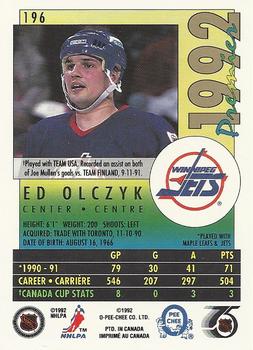 1991-92 O-Pee-Chee Premier #196 Ed Olczyk Back