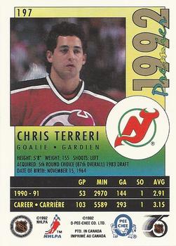 1991-92 O-Pee-Chee Premier #197 Chris Terreri Back