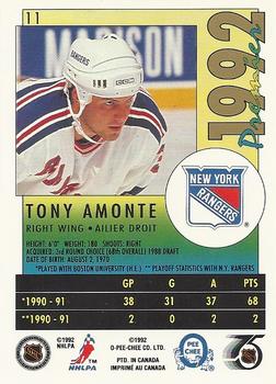 1991-92 O-Pee-Chee Premier #11 Tony Amonte Back