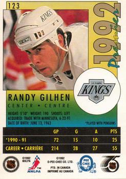 1991-92 O-Pee-Chee Premier #123 Randy Gilhen Back