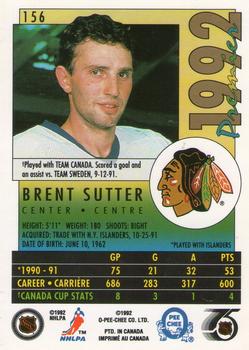 1991-92 O-Pee-Chee Premier #156 Brent Sutter Back
