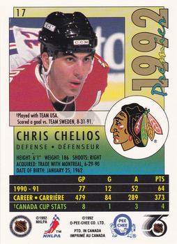 1991-92 O-Pee-Chee Premier #17 Chris Chelios Back