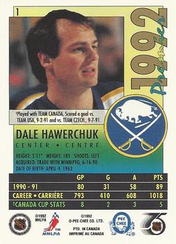 1991-92 O-Pee-Chee Premier #1 Dale Hawerchuk Back