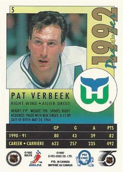 1991-92 O-Pee-Chee Premier #5 Pat Verbeek Back