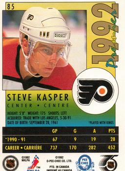 1991-92 O-Pee-Chee Premier #85 Steve Kasper Back