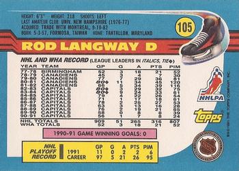 1991-92 Topps #105 Rod Langway Back