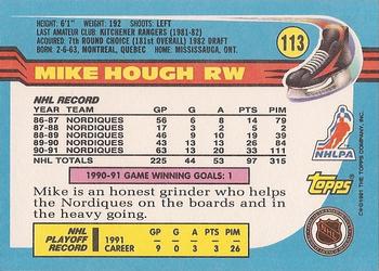 1991-92 Topps #113 Mike Hough Back