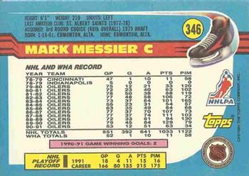 1991-92 Topps #346 Mark Messier Back