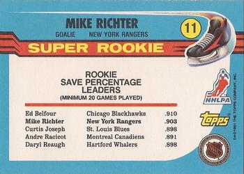 1991-92 Topps #11 Mike Richter Back