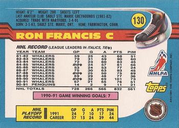 1991-92 Topps #130 Ron Francis Back