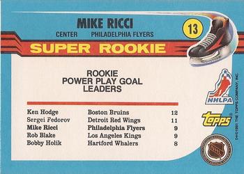 1991-92 Topps #13 Mike Ricci Back
