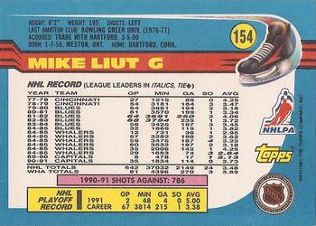 1991-92 Topps #154 Mike Liut Back