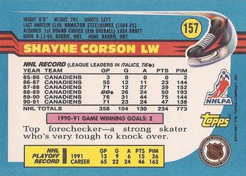 1991-92 Topps #157 Shayne Corson Back