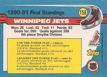 1991-92 Topps #158 Winnipeg Jets Back