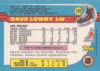 1991-92 Topps #180 Dave Lowry Back
