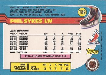 1991-92 Topps #189 Phil Sykes Back