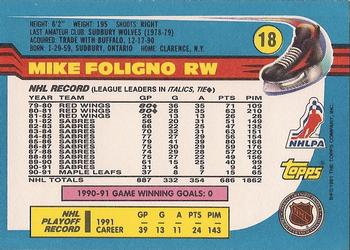 1991-92 Topps #18 Mike Foligno Back