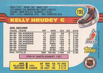 1991-92 Topps #195 Kelly Hrudey Back
