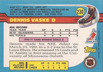1991-92 Topps #230 Dennis Vaske Back