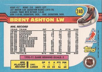 1991-92 Topps #240 Brent Ashton Back