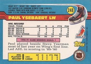 1991-92 Topps #248 Paul Ysebaert Back
