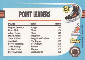1991-92 Topps #257 Wayne Gretzky Back