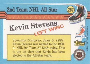 1991-92 Topps #267 Kevin Stevens Back