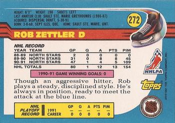1991-92 Topps #272 Rob Zettler Back