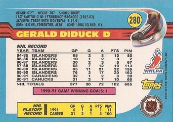 1991-92 Topps #280 Gerald Diduck Back