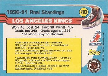 1991-92 Topps #283 Los Angeles Kings Back