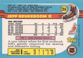 1991-92 Topps #284 Jeff Beukeboom Back
