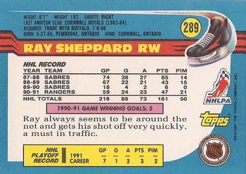 1991-92 Topps #289 Ray Sheppard Back