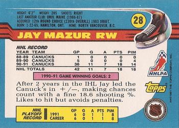 1991-92 Topps #28 Jay Mazur Back