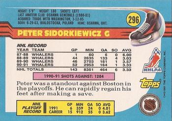 1991-92 Topps #296 Peter Sidorkiewicz Back