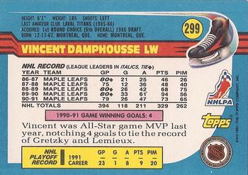 1991-92 Topps #299 Vincent Damphousse Back