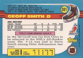 1991-92 Topps #301 Geoff Smith Back