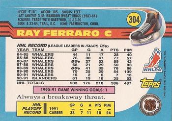1991-92 Topps #304 Ray Ferraro Back