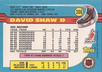 1991-92 Topps #306 David Shaw Back