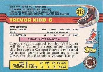 1991-92 Topps #312 Trevor Kidd Back