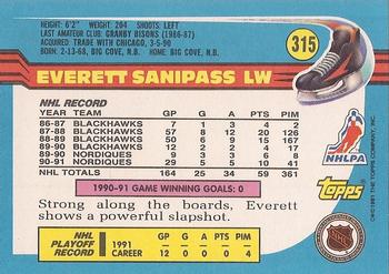 1991-92 Topps #315 Everett Sanipass Back