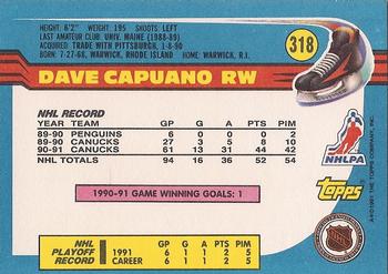1991-92 Topps #318 Dave Capuano Back