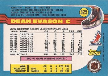 1991-92 Topps #325 Dean Evason Back