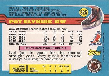 1991-92 Topps #326 Pat Elynuik Back